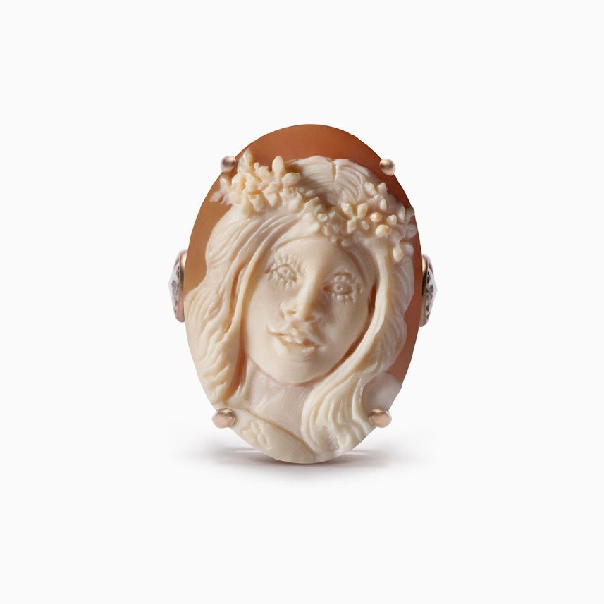 Cindy Sherman cameo halo ring for Lizworks