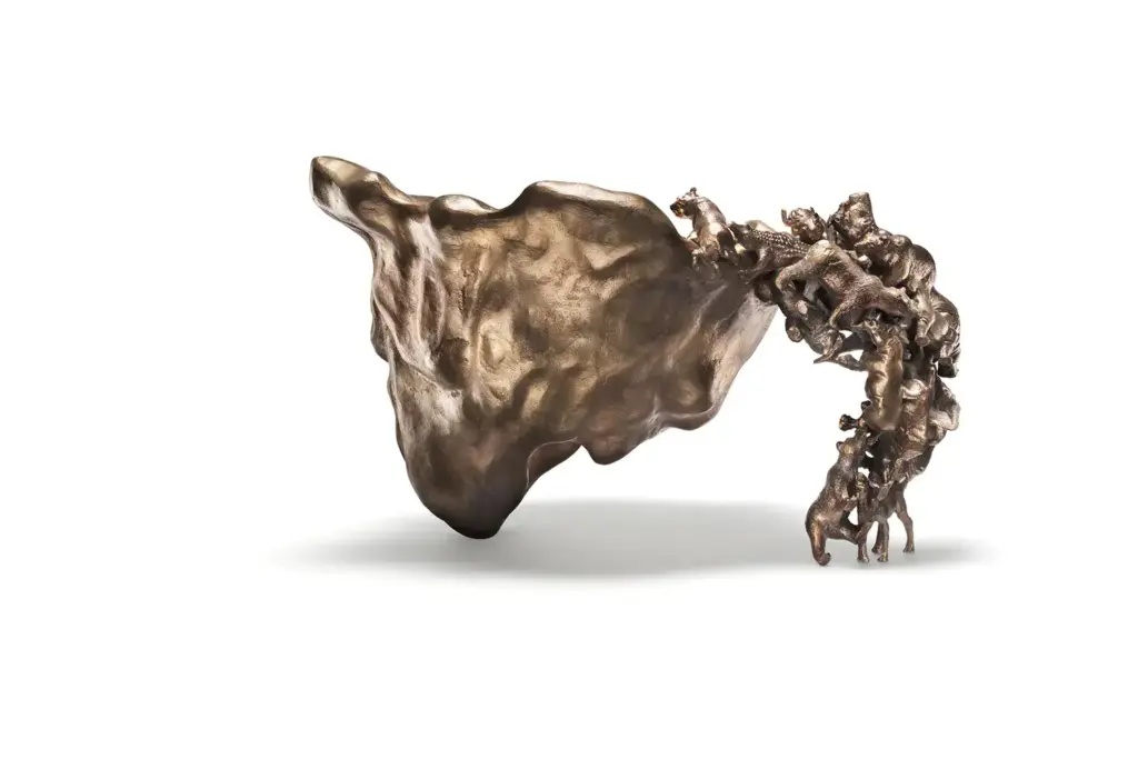 golden bowl with animals designed by campana brothers